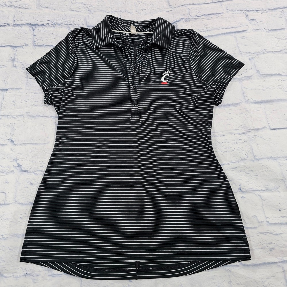 Cincinnati Bearcats Under Armour Polo Shirt WOMEN S Black Striped HeatGear